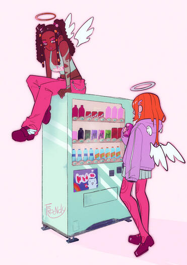 Angel Gal by soda machine
